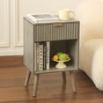 thumbnail image 1 of Mesita de noche Fultyle Mid Century Modern con cajón gris, 1 of 7