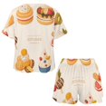 thumbnail image 3 of Cartoon Cake Women's Ruffle Short Sleeve Tops And Shorts Cute Peeps Bunny Pajamas Sets, 3 of 7