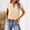Beige, variant on ALLLIST Womens Tops V Neck Summer Short Sleeve T-Shirts Solid Green Trendy Shirts Womens Clothing