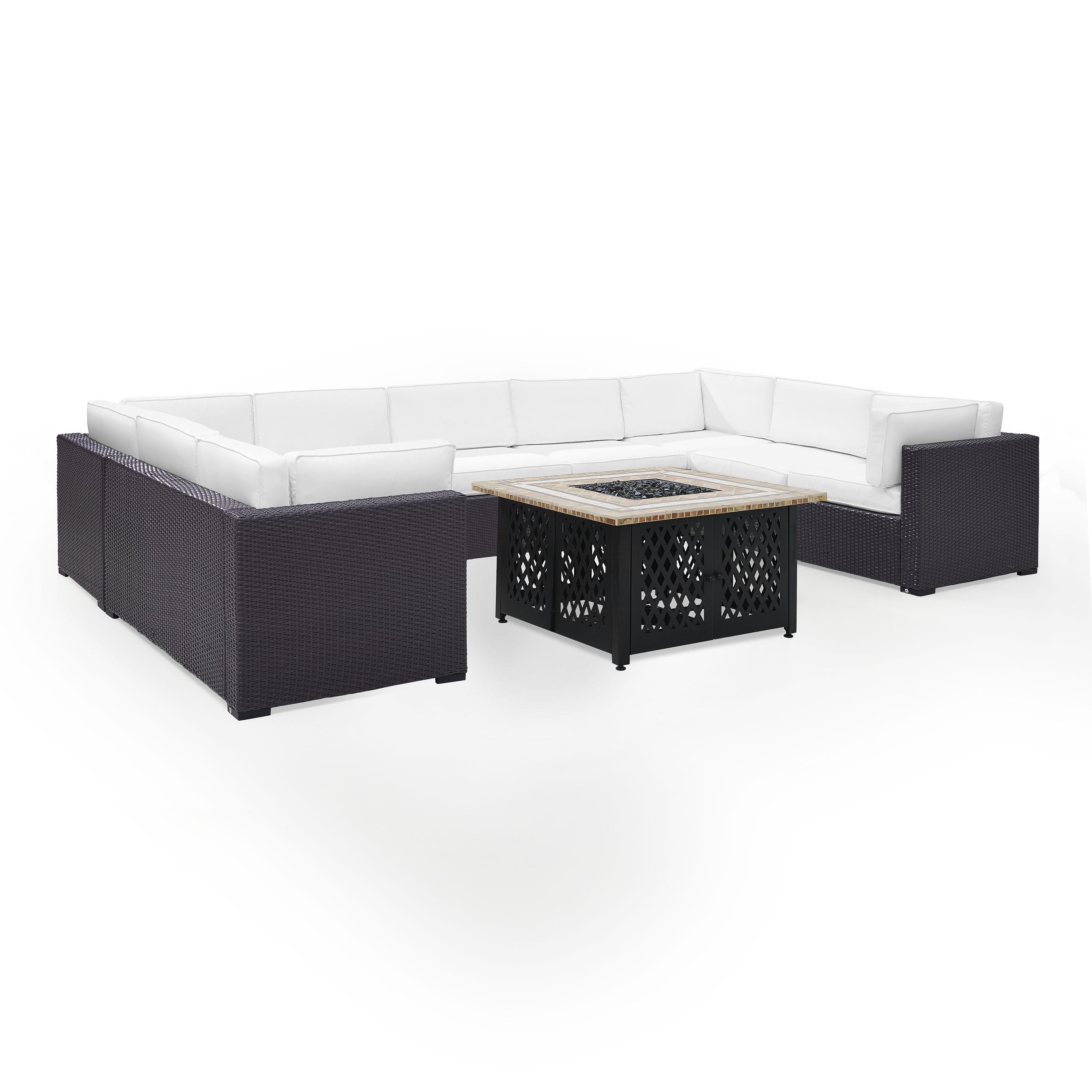 Crosley Furniture Biscayne 6PC Fabric Patio Fire Pit Sectional Set in White - image 3 of 4