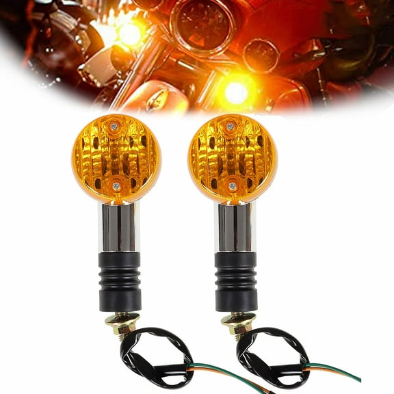 munirater 2 Pcs Motorcycle Amber Chrome Front Rear Turn Signal Light Replacement for most models