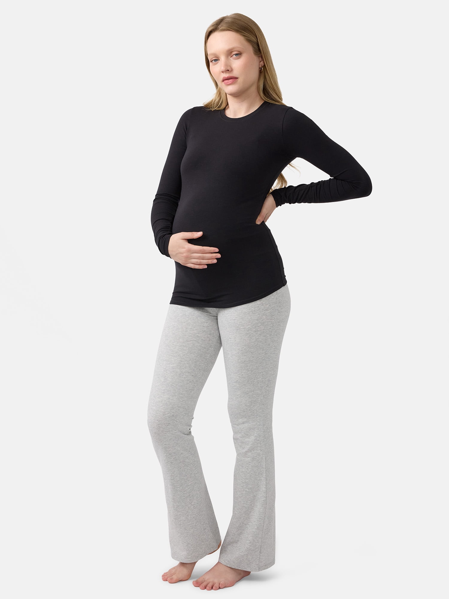 Ingrid & Isabel For Every Belly Women's Maternity Cotton Stretch Jersey Long Sleeve T-Shirt, Sizes S-XXXL