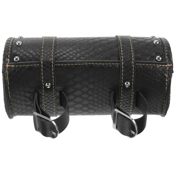 FENGGUIQU Motorcycle Saddle Bag Black Leather 1Set 8.3x4.1x4.1in