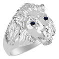 thumbnail image 4 of RYLOS 14K White Gold Lion Head Ring; Diamond in Mouth & Gemstones in Eyes Fun Designer Rings - Sapphire Mens Jewelry Size 7, 4 of 9