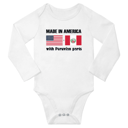 

Made in America With Peruvian Parts Baby Long Sleeve Bodysuit (White 12 Months)