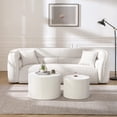 thumbnail image 4 of Williamspace 90.6" Modern Velvet Curved Sofa Couch,Luxury Boucle Fabric Sofa with 2 Throw Pillows for Living Room Apartment,White, 4 of 7