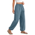thumbnail image 7 of Yifymode Womens Balloon Pants Trendy Casual Elastic Waist Wide Leg Harem Pants Baggy Pleated Lantern Trousers, 7 of 7