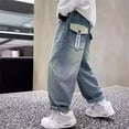 thumbnail image 2 of Boys Jeans Size 2-3Y Straight Wide Leg Denim Trousers Comfortable Playwear Spring Loose Casual Big Youth Kids Pants Blue, 2 of 10