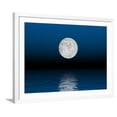 thumbnail image 1 of Beautiful Full Moon Against a Deep Blue Sky over the Ocean, Scenic Framed Art Print Wall Art, 1 of 5