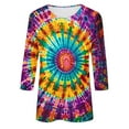 thumbnail image 5 of CYMMPU Loose Fit Tunic Tops Boho Blouses for Women Dressy Casual Summer Trendy Shirts 3/4 Sleeve Spring Tops Tie Dye Crew Neck Ombre T-Shirts XXL, 5 of 5