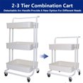 thumbnail image 3 of 3-Tier Rolling Utility Cart Storage Shelves Multifunction Storage Trolley Service Cart with Handles and Roller Wheels Easy Assembly for Home Bathroom, Kitchen, Office, Black/White, 3 of 9