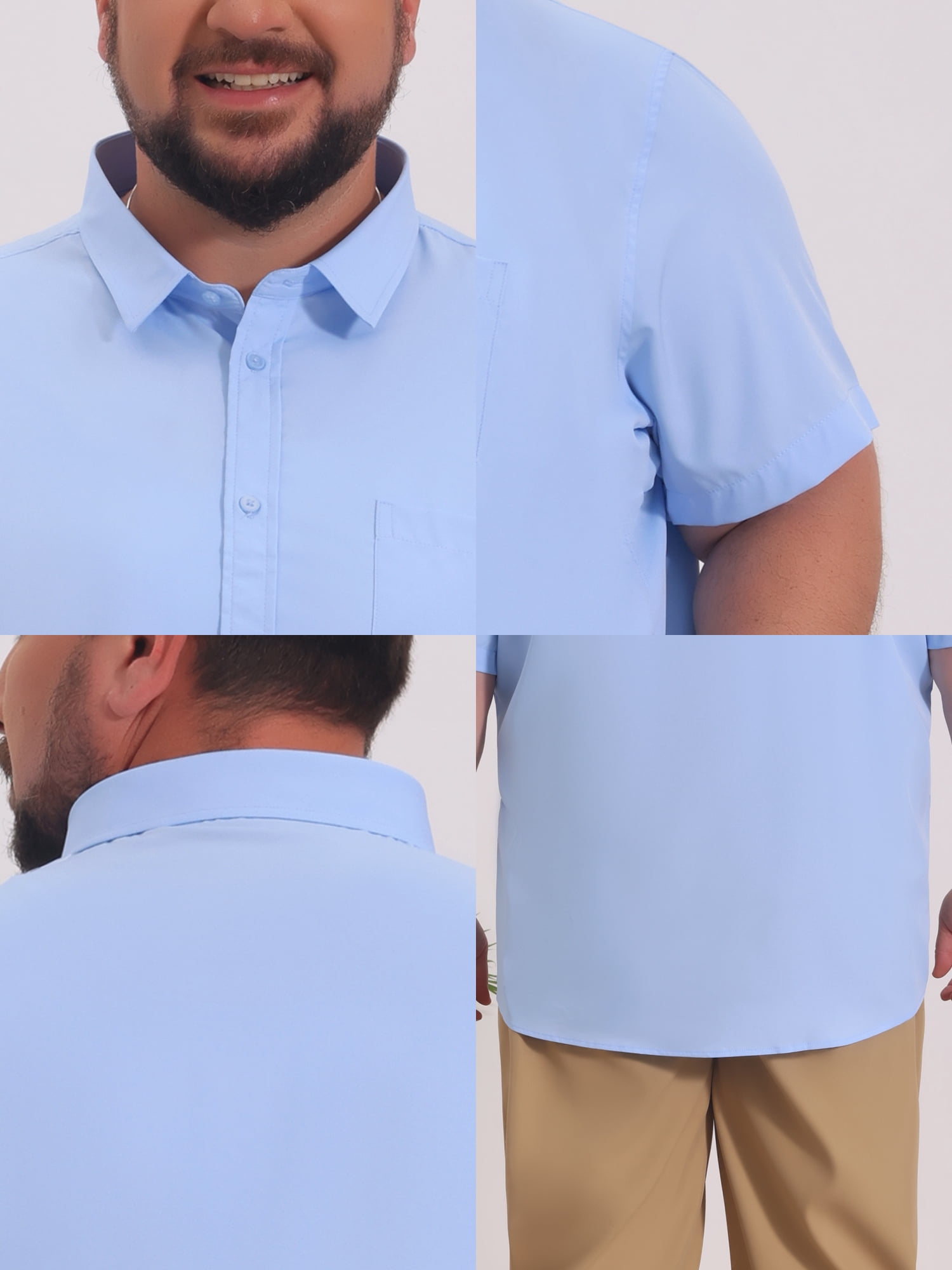 DARING DIVA Men's Big and Tall Business Dress Shirt with Chest Pocket 4XL Light Blue