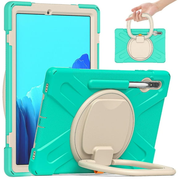 Funda protectora de color para Samsung Tab S7 Plus de 12,4 pulgadas con soporte para bolígrafo, anillo ajustable grande y protección contra golpes.