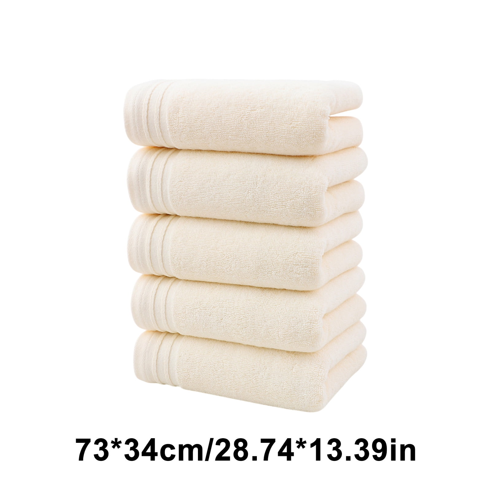 Set of 5 Thickened Face Towel Cotton Towel Washcloths Soft Facial Cloths 28” x 14” Spa-Like Feel Silky Face Cloth for Skin Cleansing (Beige)
