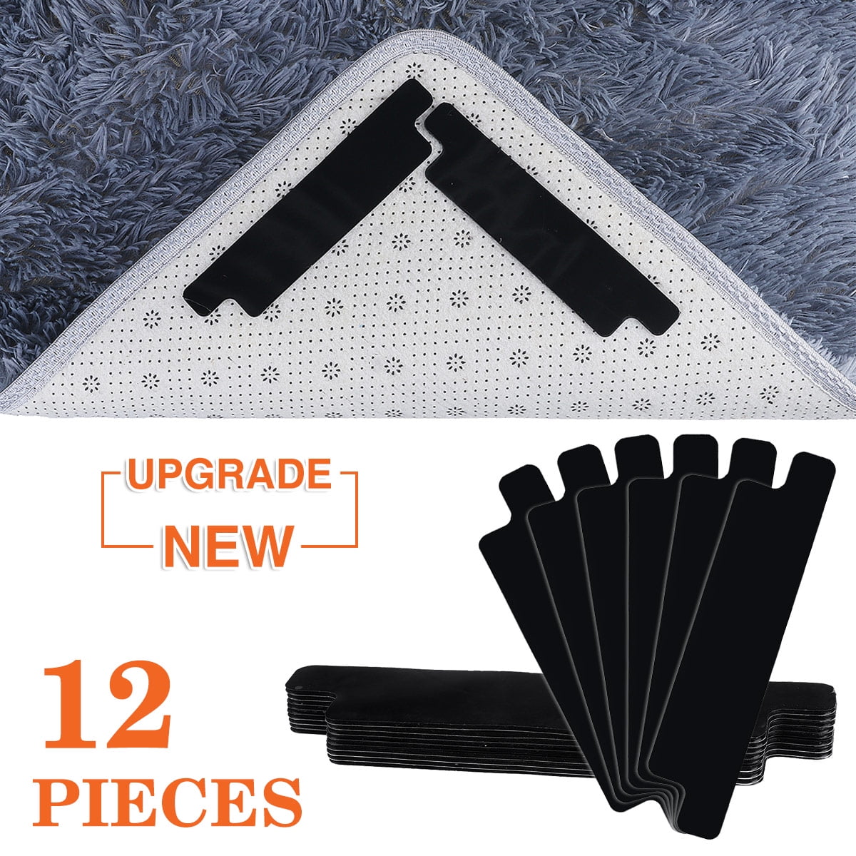 12 Pcs Non Slip Rugs Grippers Rug Tape,Rug Stickers for Hardwood Floors and Tiles