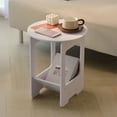 thumbnail image 6 of Round End Table with Lower Shelf, Snacks Small Round Side Table, Coffee Table, Nightstand for Small Spaces, Living Room, Bedroom (White), 6 of 6