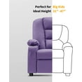 thumbnail image 3 of MCombo Big Kids Recliner Chair with Cup Holders for Toddler Boys and Girls, 2 Side Pockets, 3+ Age Group, Faux Leather 7322 Violet, 3 of 7