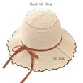 thumbnail image 2 of Fewfanhot Women Scalloped Wide Brim Straw Bucket Hat, UPF Sun Protection Foldable Beach Fisherman Hat with Fabric Ribbon Bow, 2 of 5