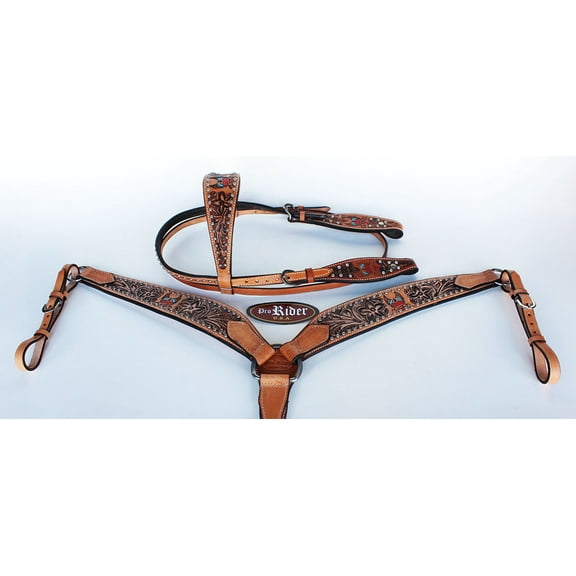 Horse Saddle Tack Rodeo Bridle Western Leather Headstall Breast Collar 78115B