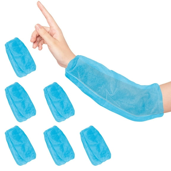 Blue Disposable Arm Sleeves Covers, 18 Inches. 200 Pack Disposable Arm Sleeve Protectors. 100 Pairs Waterproof 30 GSM PP Sleeve Covers for Arms. Unisex Work Sleeves to Cover Arms