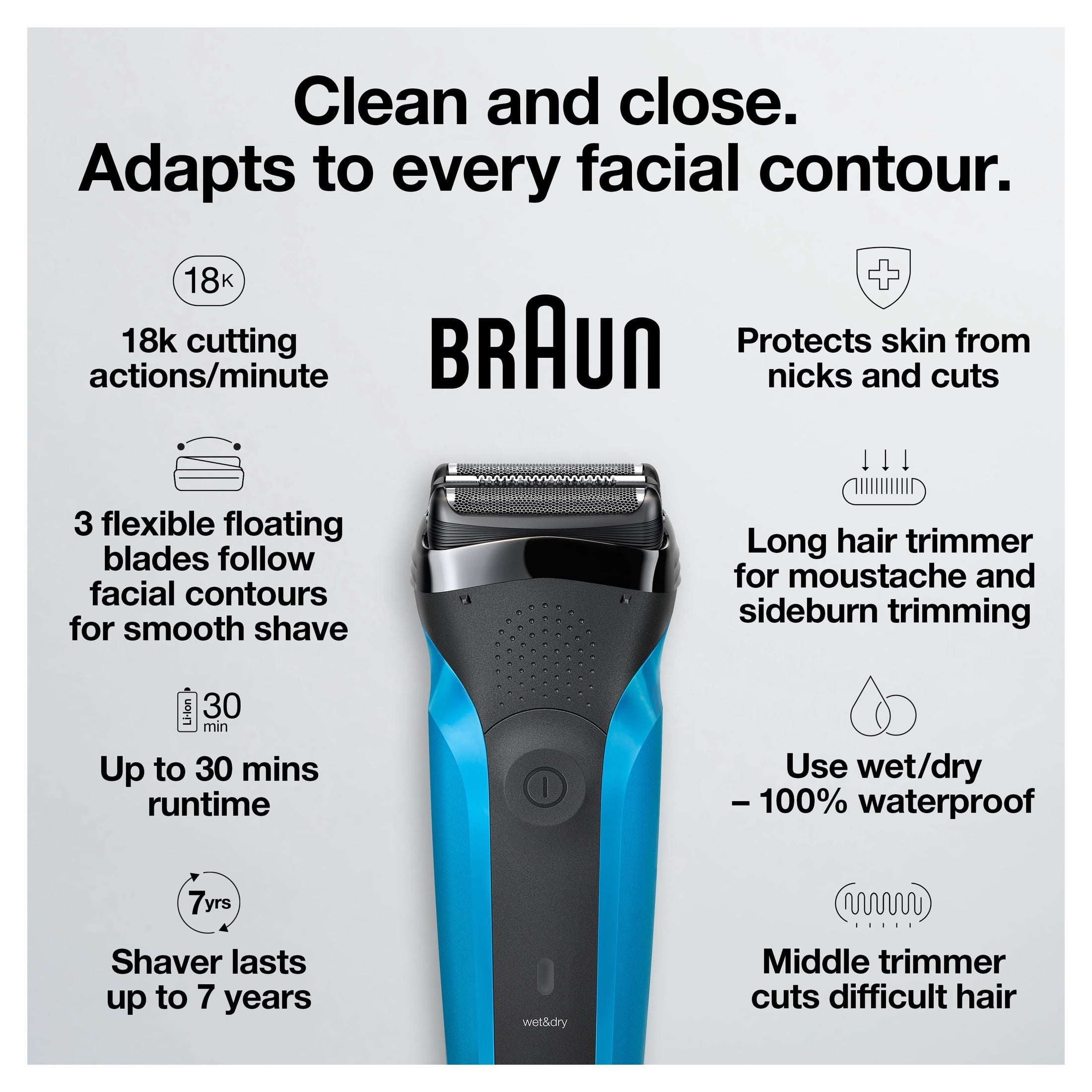 Braun Series 3 310s Rechargeable Wet & Dry Men's Electric Shaver