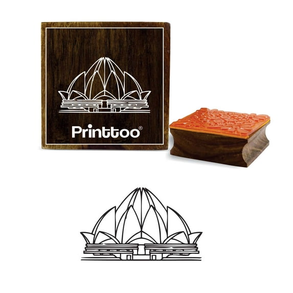 Printtoo Card Making Square Wooden Rubber Stamp Lotus Temple Pattern Scrap-booking-5 x 5 Inches