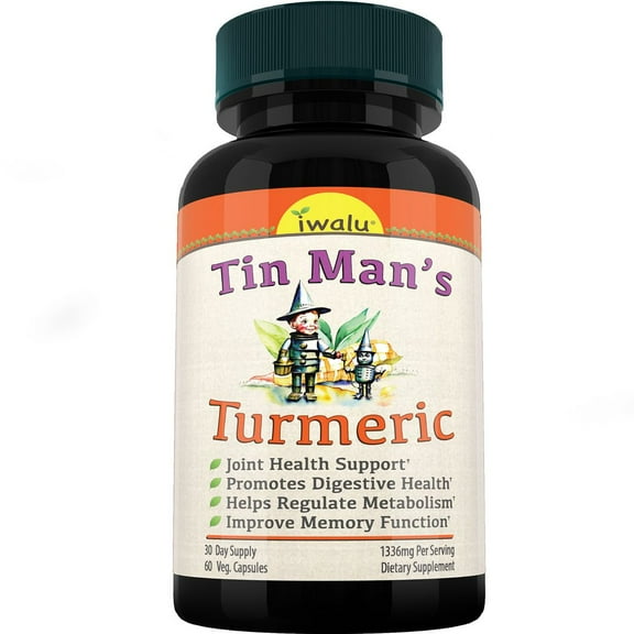 Tin Man’s Turmeric | Chondroitin Glucosamine Curcumin Complex for Joint & Mobility Support, Natural Joint Comfort, Digestive & Metabolic Wellness - 60 Capsules | NSF Certified & USA Made by iwalu