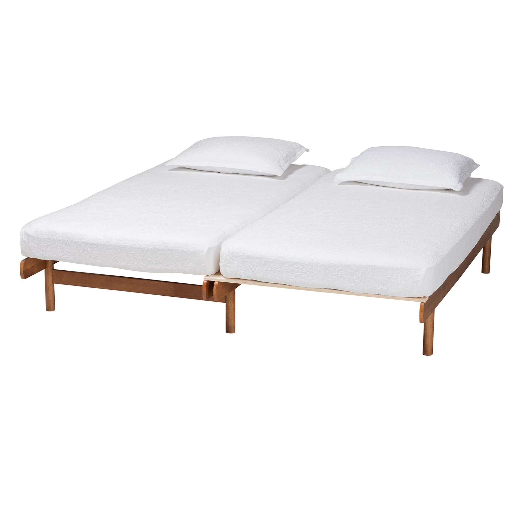 Baxton Studio Bolivia Mid-Century Expandable Bed, Expandable, Walnut Brown