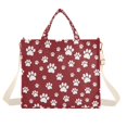 thumbnail image 7 of FORMRS Womens Corduroy Tote Bag Crossbody Shoulder Purse Handbag with Detachable Strap, Red Cartoon Paws Pattern, 7 of 7