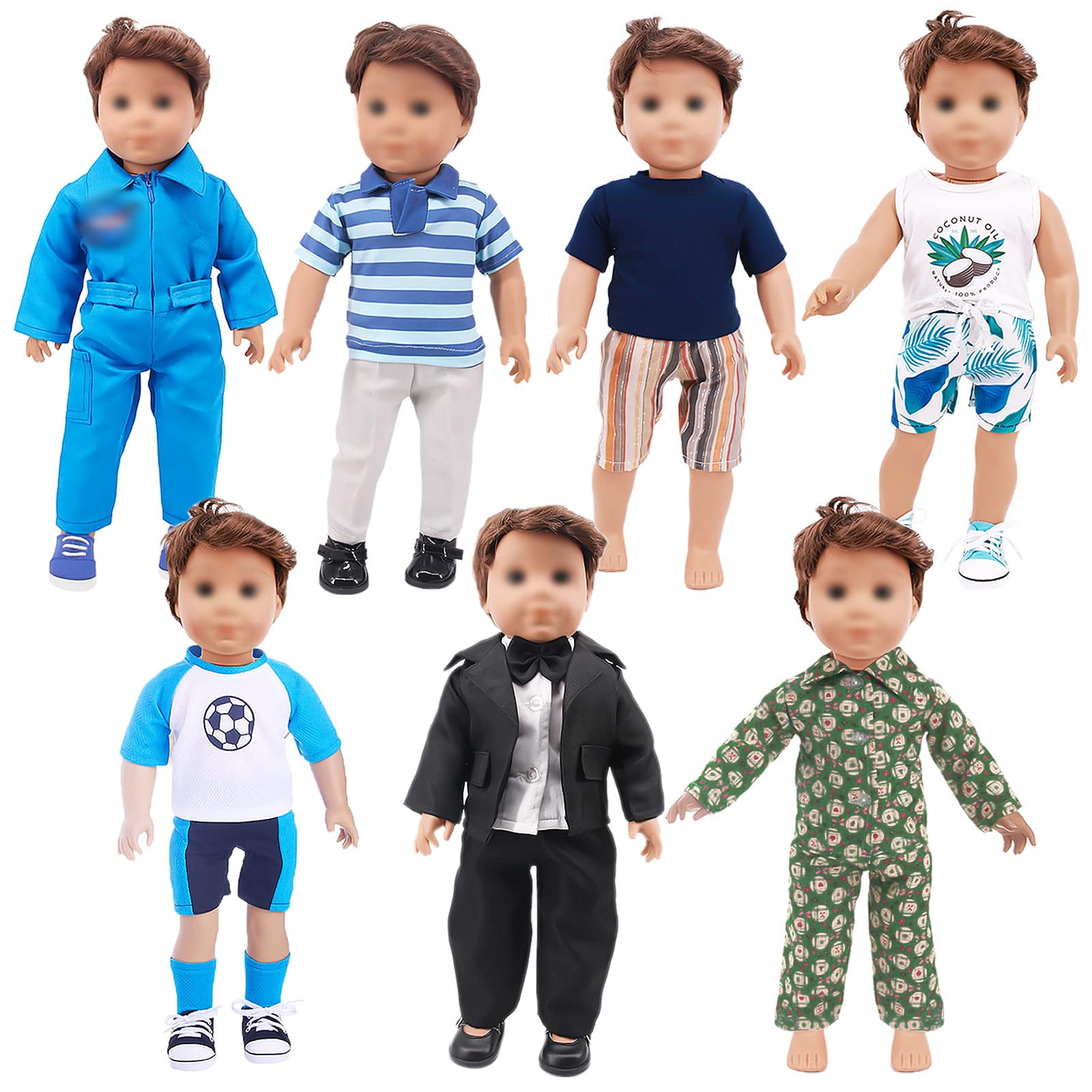 SOTOGO 7 Sets 18 Inch Boy Doll Clothes Doll Outfits Doll Accessories
