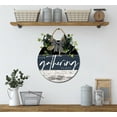 thumbnail image 4 of Eveokoki Our Gathering Place Front Door Sign Funny Wreaths Hanging Wooden Plaque Decoration Round Rustic Wood Farmhouse Porch Decor for Home Front Door Decor, 11 x 11 Inch, 4 of 5