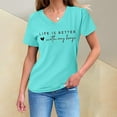 thumbnail image 2 of Clearance! Delayuji Short Sleeve Shirts for Women Summer V Neck Short Sleeved Life Is Better with My Boys Alphabet T Shirt Xl Black, 2 of 8