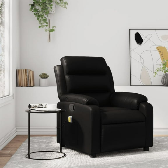 vidaXL Massage Recliner Chair Black Faux leather, Metal, Plywood Standard