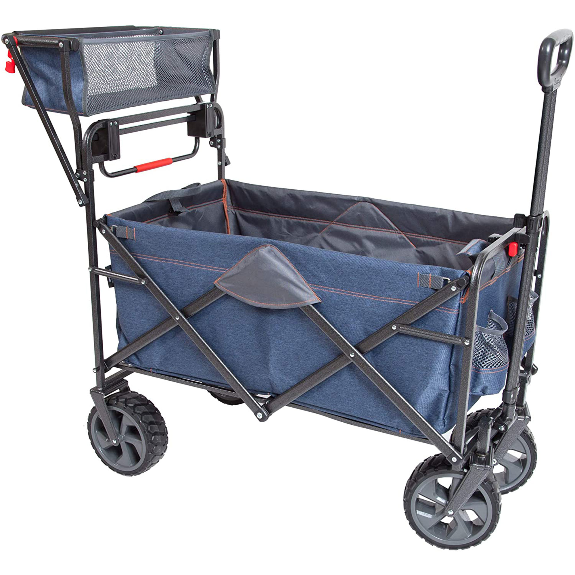 Mac Sports Collapsible Heavy Duty Push Pull Utility Cart Wagon, Blue - image 3 of 9
