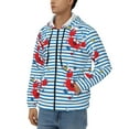 thumbnail image 3 of Naloa Red Funny Crab on Blue Stripe Men’s Hoodies, Zip up Hoodie, Sweatshirts,Hoodies for Men Sizes S-3XL-XX-Large, 3 of 5