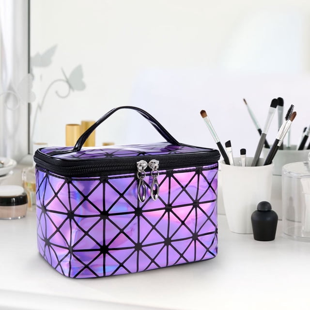 Fiudx Bolsa de Maquillaje Portátil, Gran Capacidad, Elegante Estuche de Viaje, Material Ligero y Transpirable, Multiusos, Ideal para Uso Diario, Trabajo y Viajes. Tamaño: 19,2 X 13 X 13,2 Cm.