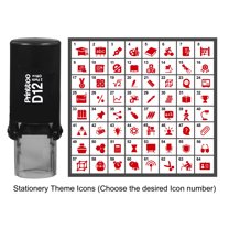 Printtoo Personalized Stationery Theme Icons Round Rubber Stamp Self Inking Stamper 12 mm-Red