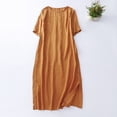 thumbnail image 1 of Robes pour Femmes 2024 Été Grande Taille Unie Décontractée Col Rond Manches Courtes Vacances Poches Robe 50 % de Réduction Liquidation!, 1 of 3