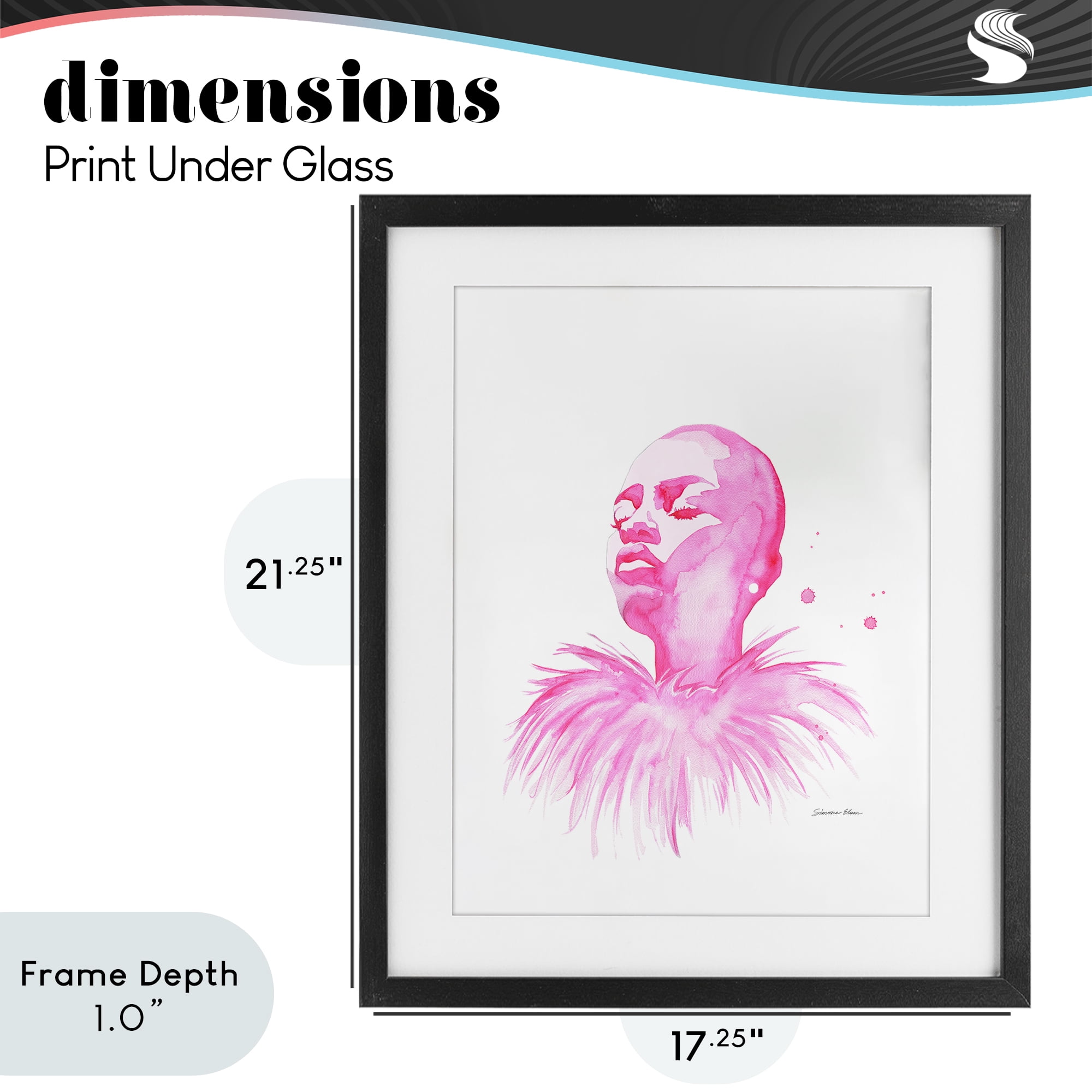 Stupell Industries In A Pink Mood Portrait Black Framed Print Under Glass, design by Simone Elum