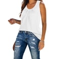 thumbnail image 4 of KaLI_store Tank Tops Womens Tank Tops Crewneck Loose Fit Basic Solid Color Casual Summer Sleeveless Shirts White,L, 4 of 5
