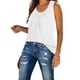 thumbnail image 4 of Gibobby Camisetas sin mangas para mujer, cuello redondo, sin mangas, plisadas, informales, blusas sólidas(Blanco,CH), 4 of 5