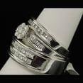 thumbnail image 5 of TAAPSEE JEWELS Flower Wedding His & Her Trio Ring Set 14K White Gold Plated Cubic Zirconia Round Cut, 5 of 6