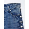 thumbnail image 4 of Wide-Leg Jeans with Side Button Detailing (S, Blue), 4 of 6