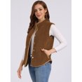 thumbnail image 2 of DARING DIVA Women's Fleece Button Down Jacket with Pockets Oversized Fuzzy Vests XS Dark Brown, 2 of 7