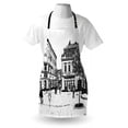 thumbnail image 3 of Cityscape Apron Illustration of Uzhgorod Cityscape Ukraine with Street and Historic Buildings, Unisex Kitchen Bib Apron with Adjustable Neck for Cooking Baking Gardening, Black White, by Ambesonne, 3 of 3