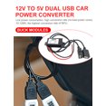 thumbnail image 2 of FLhrweasw Convertidor 12V A 5V 3A 2 Adaptadores Reductores USB 15W para Navegador Grabadora Coche, 2 of 9