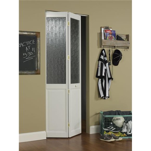 American Wood 854720 24 x 80 in. Half Glass Aspen Bifold Door, Unfinished Pine