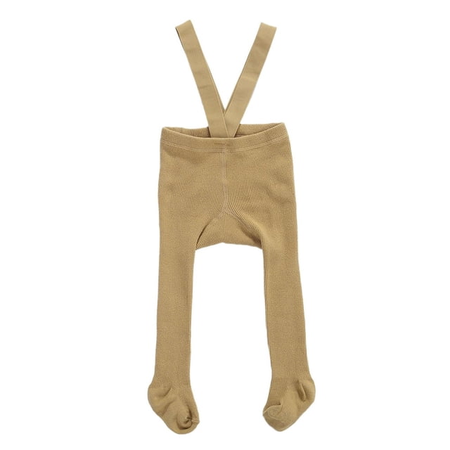 Newborn Baby Suspender Overall Pantyhose Solid Color High Waist Ribbed Knit Tights Infant Spring Autumn One-piece Leggings