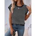 thumbnail image 4 of Cap Sleeve Casual Striped Color Block Sweater, 4 of 9