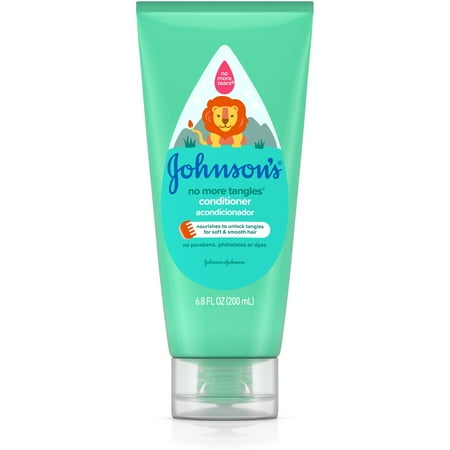 JOHNSON'S No More Tangles Tear Free Toddler & kids Detangling Conditioner, Paraben Free 6.8 oz (Pack of 3)